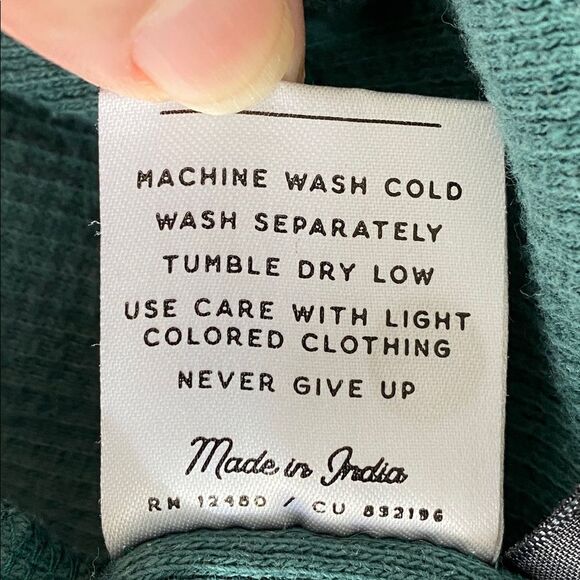 Pact 100% Organic Cotton Turquoise Waffle Knit Henley - Picture 8 of 9